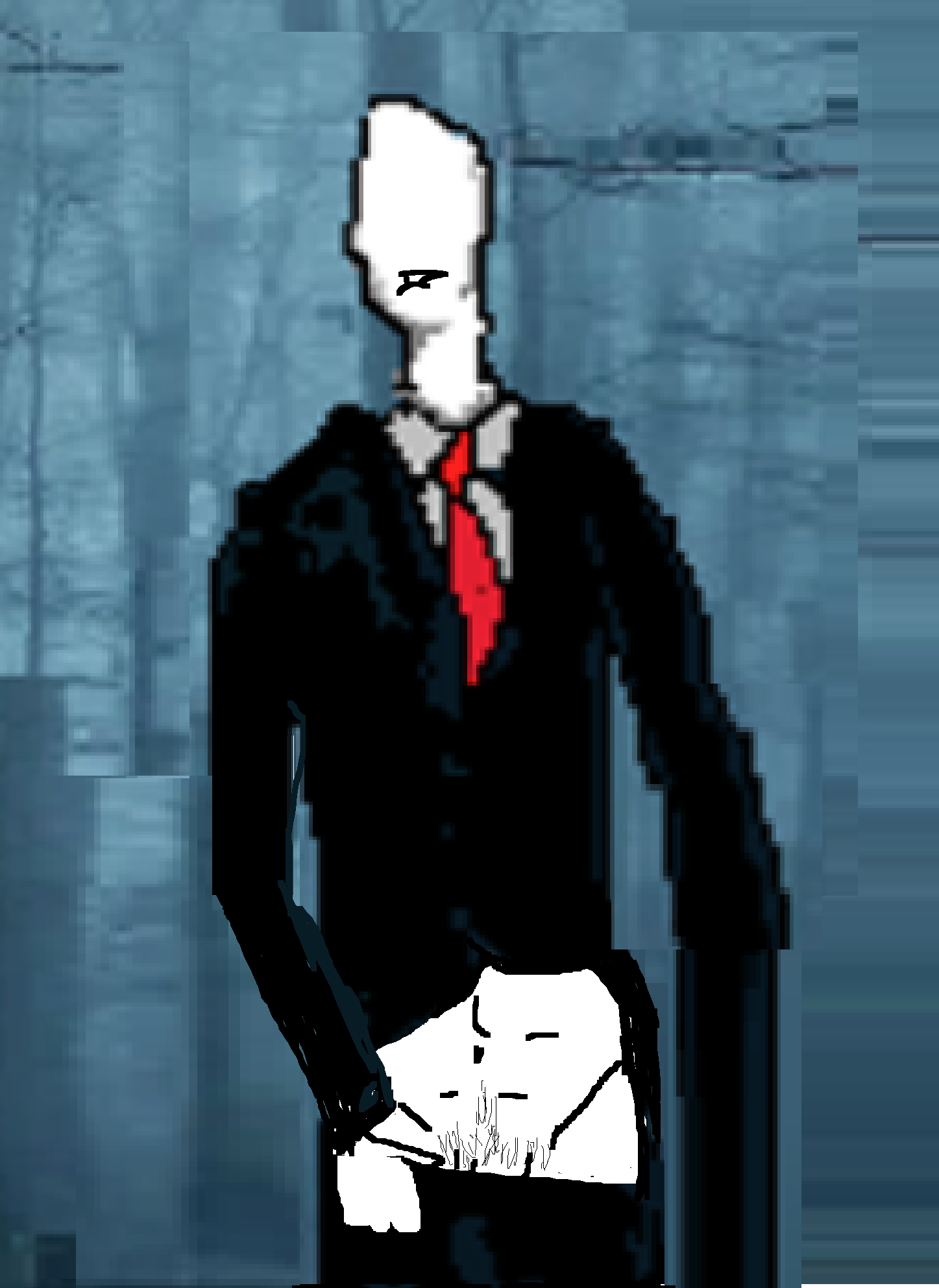 Slender Man flashing top bush