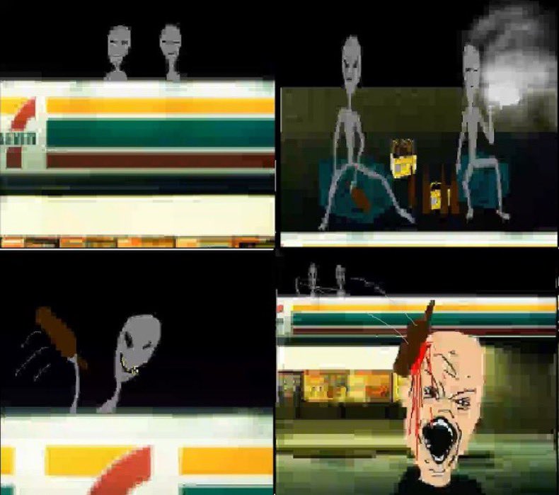 Bottle-throwing aliens